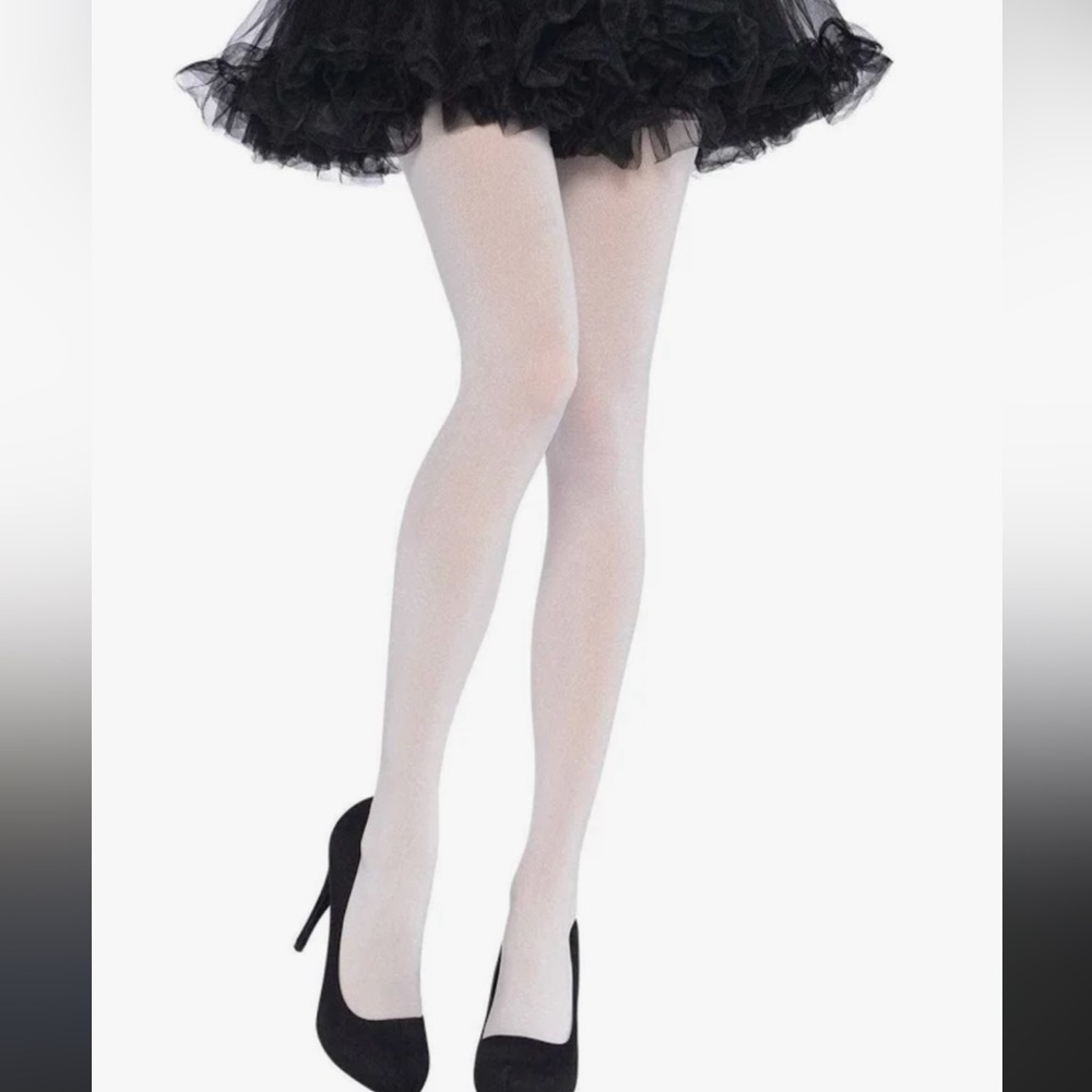 Chic White Seamless Tights Opaque High Stretch Pantyhose NWT 90-125lbs